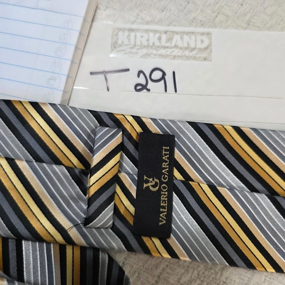 VALERIO GARATI Striped Necktie Polyester Hand Made‎ Business Casual Church Power
